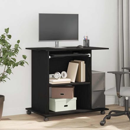 vidaXL - Computerbureau - Zwart - Eiken - 80x50x75 - cm - Bewerkt - Hout