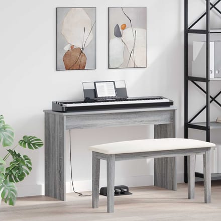 vidaXL - Keyboardstand - Grijs - Sonoma - 100 - x - 32 - x - 64 - cm - Bewerkt - hout