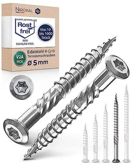 Terrasschroeven A2 roestvrij staal 5 x 70 mm - Torx lenskopschroeven voor hout