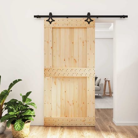 vidaXL - Schuifdeur - 100 - x - 210 - cm - Massief - Pine - Hout - (Onbehandeld)