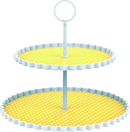 Zak!Designs Etagere Dotty - 2-laags - Ø 21 en 27 cm - Hoogte 23 cm - Geel