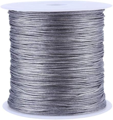 Nylon Chinese Knot Koord 100m x 0.8mm - Grijs Macrame Draad voor Sieraden, Knutselprojecten en Creatieve DIY Ideeën