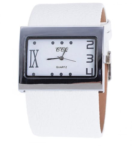 Hidzo Horloge Quartz Analoog Ø 40/31 - Wit - Kunstleer