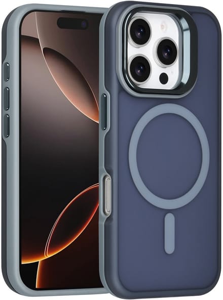 TUNIQ Back cover voor iPhone 16 Pro - MagSafe - Met Camerastand - Grijs
