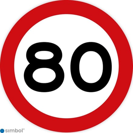 Simbol - Stickers 80 km - Maximaal 80 km/u - Duurzame Kwaliteit - Formaat ø 10 cm.