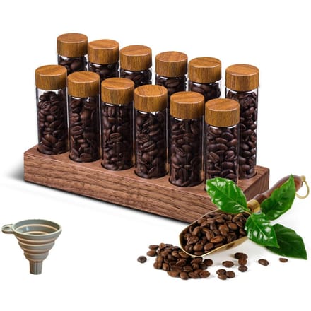 12 stuks Single Dose Koffiebonen Opslagbuizen Borosilicaat Glas Koffiebonen Keldercontainer met bruin