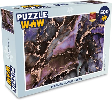Puzzel Marmer - Goud - Roze - Legpuzzel - Puzzel 500 stukjes