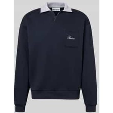 Sweatshirt met contrastkraag en Borstzak met geborduurd logo