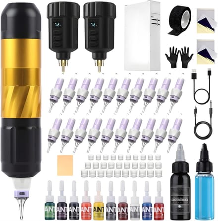AHD® Tattoo Machines - Tattoo Set - Tattoo Machine - Goud - 20cm x 15cm x 15cm