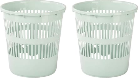 Plasticforte Afvalbak/vuilnisbak/kantoor prullenbak - 2x stuks - plastic - mintgroen - 28 cm
