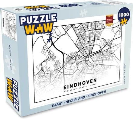 Puzzel Kaart - Nederland - Eindhoven - Legpuzzel - Puzzel 1000 stukjes volwassenen