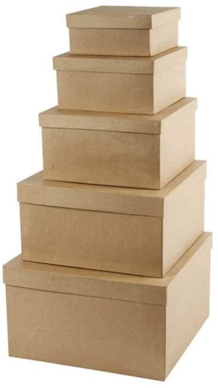 Creativ Company Vierkante hoedendozen Set van 5 h: 8-17.5 cm