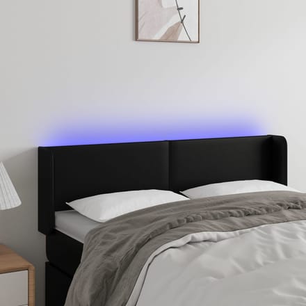 vidaXL - Hoofdbord - LED - 147x16x78/88 - cm - kunstleer - zwart