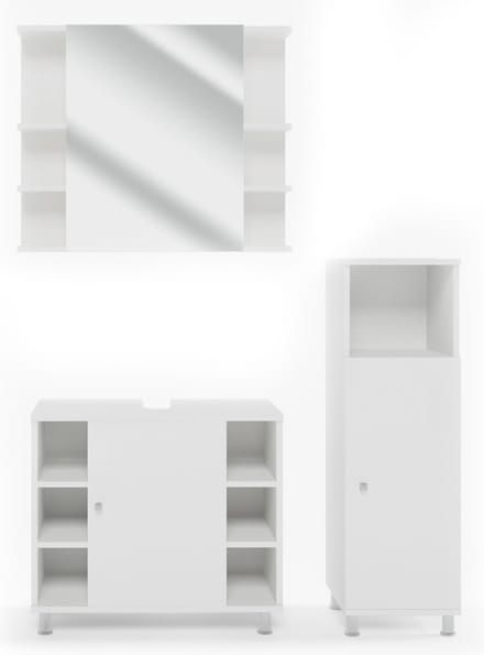 Vicco Badkamermeubel set Fynn, Wit, 3-delig