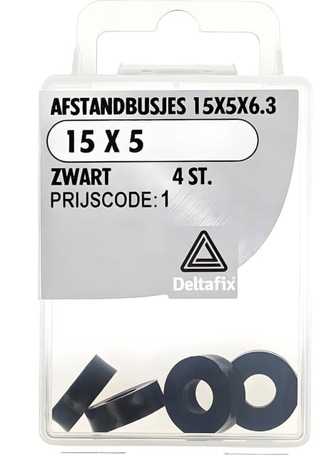 Deltafix - Afst.bus 15x5x6.3 zwart 4st