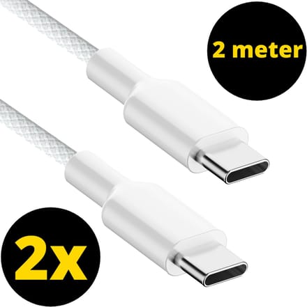 ThunderGold 2x USB C kabel 60W 2 Meter - USB C naar USB C - USB-C kabels - USB C kabel naar USB C - Oplaadkabel USB C - USBC kabel - Universeel - Gevlochten