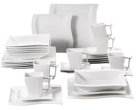 Eminent Bordenset – 6 persoons – 30 delig – Wit Keramisch – Serviesset – Ontbijtborden