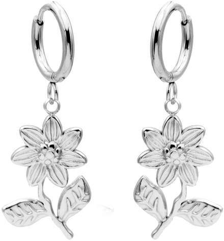 Oorbellen - RVS - bloemen - 4 cm