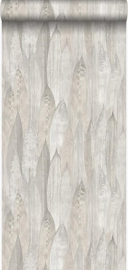 Origin Wallcoverings behang bladeren warm grijs - 53 cm x 10.05 m - 347372