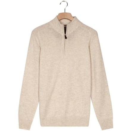 Baileys Trui Half Zip Single Knit Lamswol Mushroom / male