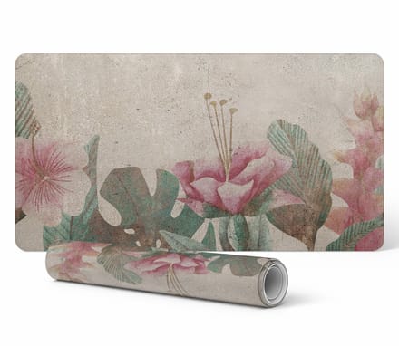 Gaming bureauonderlegger met vintage bloemenprint 90x45 cm