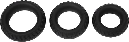 Rimba - Siliconen Cockring met Bandenmotief - Zwart ø 30 mm