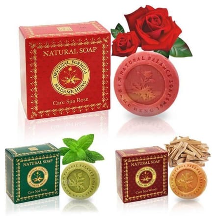 Coffret de Savons - Bois de Santal - Rose - Menthe - 3 x 150g - Sans Parabène