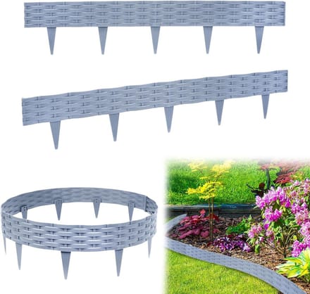 Tuinrand Begrenzing - Bloembakrand Palisade - Tuin Decoratie - Flexibel Vormbaar - 100cm Per Element - Grijs