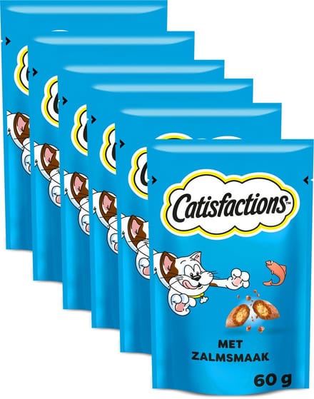 Catisfactions Snacks - Kattensnoepjes - Zalm - 6 x 60g
