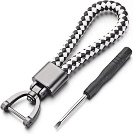 Sleutelhanger Auto I Sleutelhouder I Sleutelhanger Leer I Universeel I Wit / Zwart