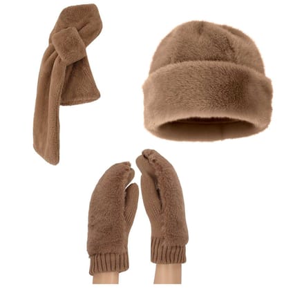 Fashion winterset - Dames - Bont - Taupe