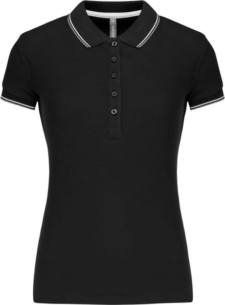 Kariban Damespolo korte mouwen K251 - Black / Light Grey / White - S