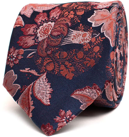 TRESANTI | ARNESANO | Zijden stropdas met bloemen | rood
