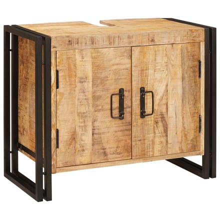 vidaXL - Wastafelkast - met - plank - Bruin - 71 - x - 33 - x - 58 - cm - Massief - Mango - Hout
