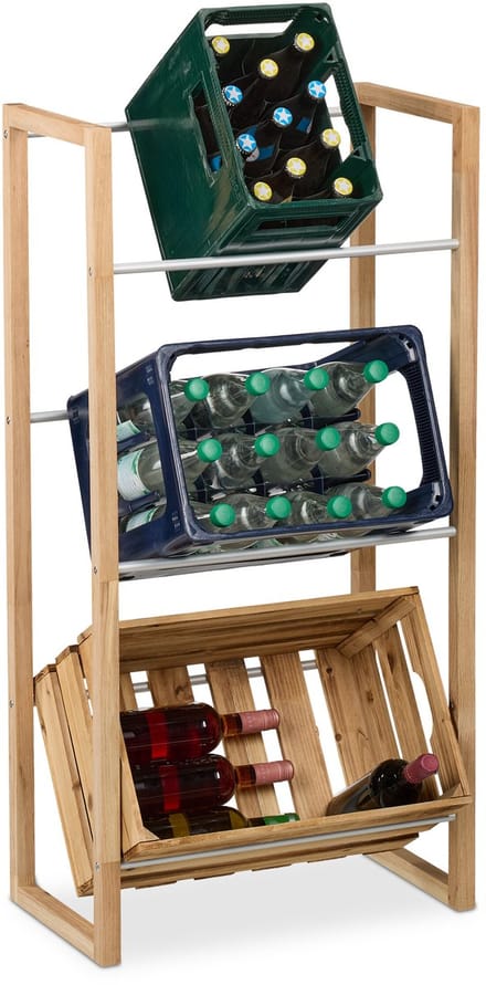 krattenrek voor 3 kratten - 112 x 58 x 32 cm - hout - metaal