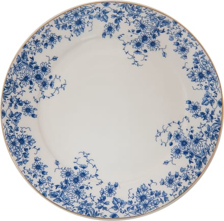 Clayre & Eef Ontbijtbord Ø 21 cm Blauw Porselein Bloemen