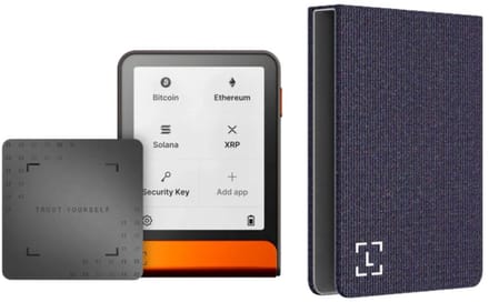 Ledger Flex Bitcoin Editie + Magnet Folio Party Aubergine - Voordeelbundel - Hardware Wallet set - Magnetische case