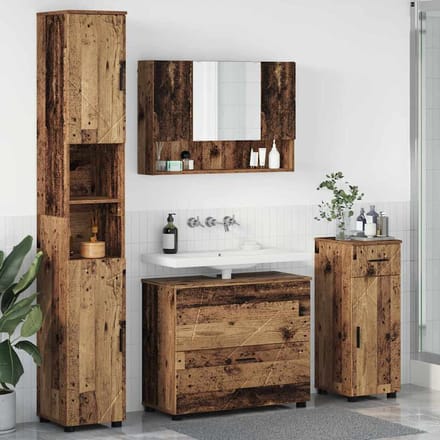 vidaXL - Badkamermeubel - Set - 4 - st - Oud - Hout - Samengesteld - Hout - en - Metaal