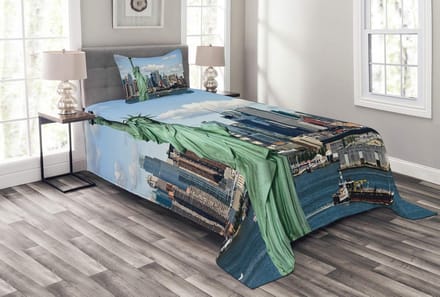 ABAKUHAUS New York Bedsprei Set – mintgroen blauw – 170x220