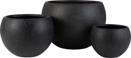 J-Line bloempot Rond Klei - keramiek - zwart - 3 stuks