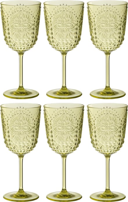 J-Line wijnglas - kunststof - groen - doos van 6