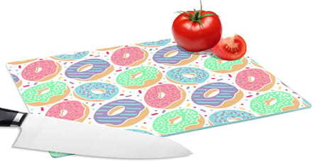 Glazen Snijplank - 28x20 - Donut - Patronen - Pastel - Snijplanken Glas