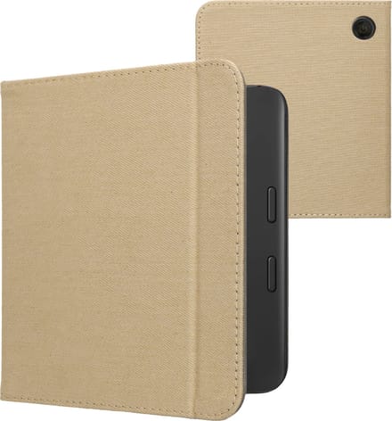 kwmobile e-reader hoesje geschikt voor Tolino Vision 6 hoes - E reader flip case met magneetsluiting - Ereader cover - Denim design in beige