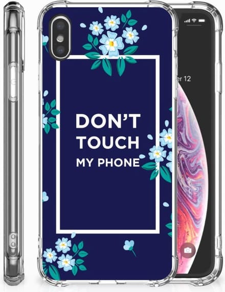 Apple iPhone Xs Max Anti Shock Case Flowers Blue DTMP