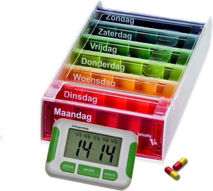 Medicijnweeklader Anabox- medicijnalarm - 5 dagelijkse alarmen