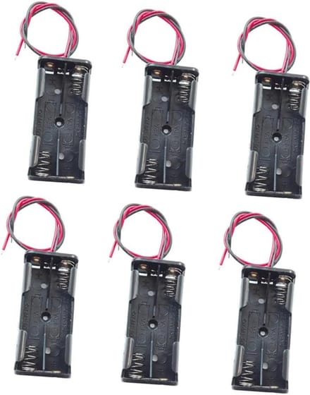 Batterijhouder - Batterijdoos - Elektronica Projecten - Met Draadconnector - 6 Stuks - Zwart