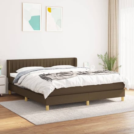 vidaXL - Boxspring - met - matras - stof - donkerbruin - 180x200 - cm