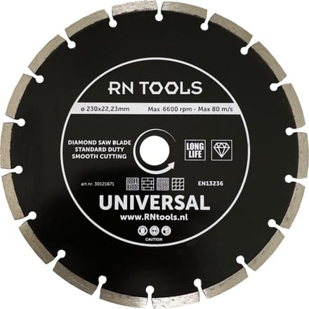 RNtools Diamantschijf 230 mm - Universeel - diamantzaagblad voor beton, steen & klinkers