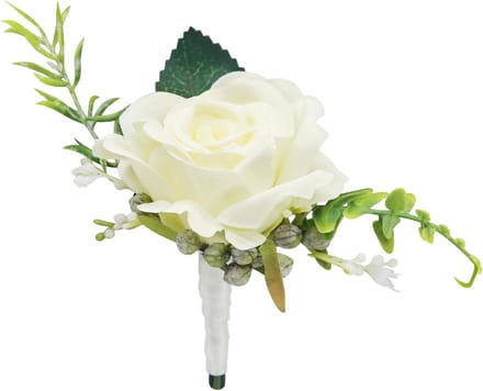 Kunstbloem Decoratie - Bruidsboeket Accessoire - Bruiloft Versiering - Professioneel Ontworpen - 11x10x6 cm - Wit