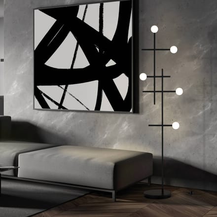 Bopp LED vloerlamp Cross, zwart, aluminium, dimbaar